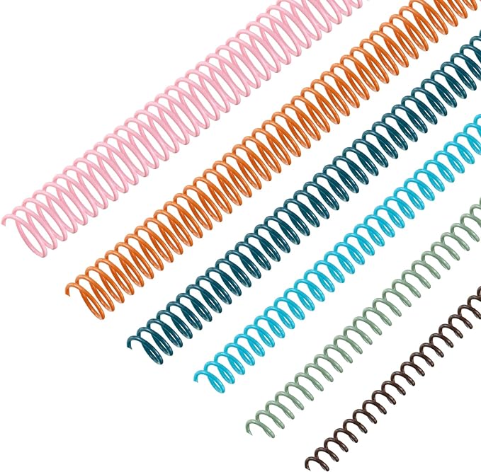 Leinuosen 120 Pack Binder Coils,1/4 5/16 3/8 1/2 5/8 3/4 Inch,Pastel Color | Plastic Spiral Binding Coils for Documents, Reports, Notebooks, Compatible with Standard Binding Machines, Office Supplies