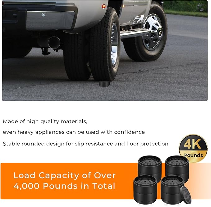 Furniture Risers Bed Risers Heavy Duty 1 inch, 2 inch, 3 inch, 4 inch Round Adjustable Bed Lifts Riser for Desk Legs Table Couch Sofa Chair Refrigerator Washing Machine (1+1 Inch, Black, 6 Pack )