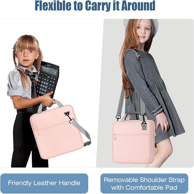 MoKo Zipper Binder, 3 Inch 3 D Ring, 5 Tab File Folders, 700 Sheets, Pink | Water-repellent 900D Oxford fabric with 5 folders, 2 mesh pocket, reinforced handle and adjustable shoulder strap.