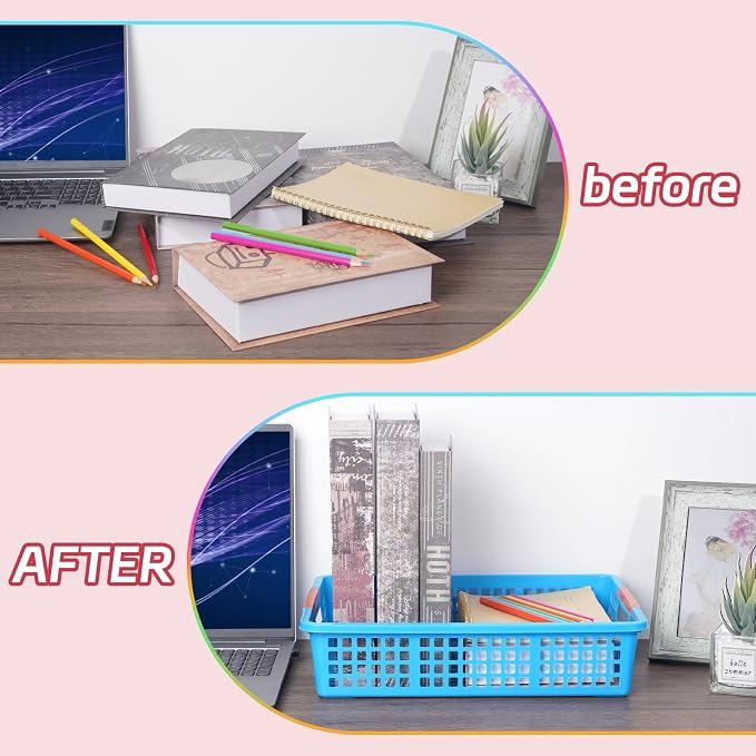 ZZYFGH 6 Pcs Colorful Plastic Classroom Storage Bins, Turn in Trays Classroom for Organizing A4 Papers Trays, Turn in Containers School Teachers Classroom Organization & Storage Supplies