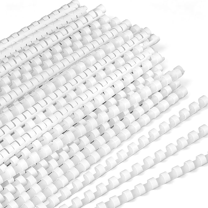 Maitys 300 Pcs Plastic Binding Combs Bulk 19 Ring Comb Spines Letter Size Spiral Binding for Notebook Calendar Picture (3/8inch,White)