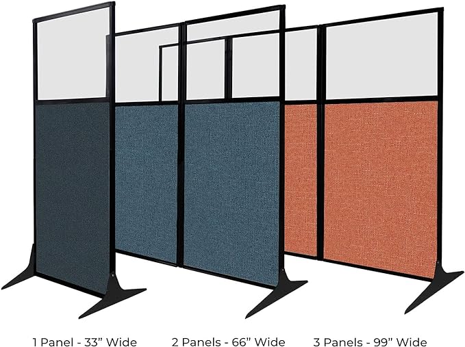 Versare Workstation Partition | Portable Wall Divider | Modern Office Cubicle | Free Standing Privacy Screen | Flexible Work Space | 99" x 70" Lime Green Fabric Panels
