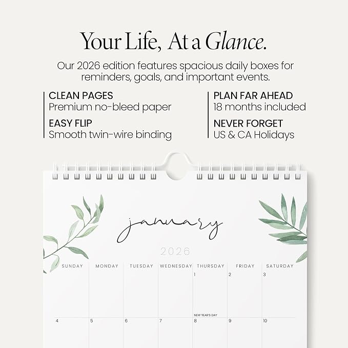 Karto Wall Calendar 2026 11x17 in - Greenery