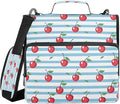 ALAZA Zipper Binder 3 Ring Cherry Berry Blue Stripes Binder Organizer with Zipper and Shoulder Strap Large Capacity Multi-Pocket Trapper Keeper File Folder for Office Supplies