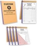 Custom Carbonless Invoice Book with Logo, Personalized Cover & Inner Pages, 2 Part NCR Receipt & Work Order Forms, Easy Tear, Writing Shield for Small Business (2-Part [White/Red], 8.3 x 5.5INCH)