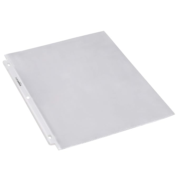 Amazon Basics Heavy Duty Sheet Protectors for 3 Ring Binder, Top Loading, 8.5 x 11 inch Letter Size, Clear, 100-Pack
