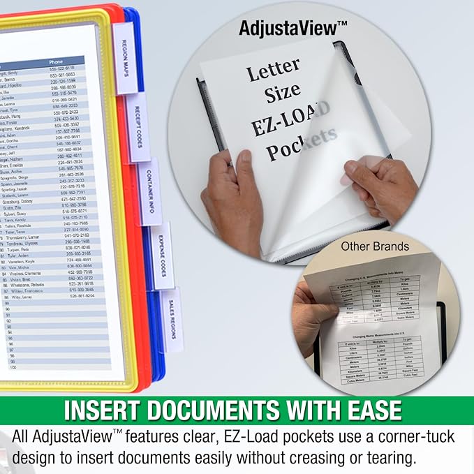 Ultimate Office AdjustaView Expandable Desk Reference Display Organizer 10C | 5 Adjustable Viewing Angles, Dual Weighted Base, 10 Letter Size EZ-Load Color Pockets, ADD-ON to Expand Capacity at Anytime