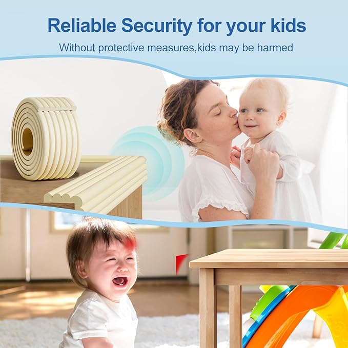 Edge Protector,Baby Proofing Baby Edge Protector Strip Safety,Soft Rubber Foam Padding,Edge Corner Guards Protector Corner Edge Bumpers for Furniture (Black, 6.56Ft x 3.15" W x 0.31" Th)