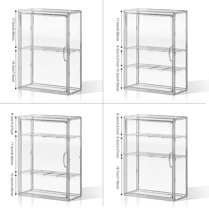 Clear 4 Tiers Acrylic Display Case for Figures Collectibles Wall Mounted Hobby Figurine Display Case with Shelves, Display Shelf Storage Box for Labubu Pop Mart, Action Figures, XXL, 1 Pack