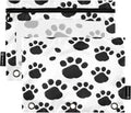 Black Paws Print Pencil Pouch for 3 Ring Binder, 2 Pack Waterproof Pencil Bags Clear Window Pencil Case Zipper School Office Supplies