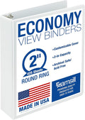 Samsill 2 Inch 3 Ring Binder, Economy Round Ring, Clear View Cover, 425 Sheet Capacity - for School, Home, Office - Pearl White