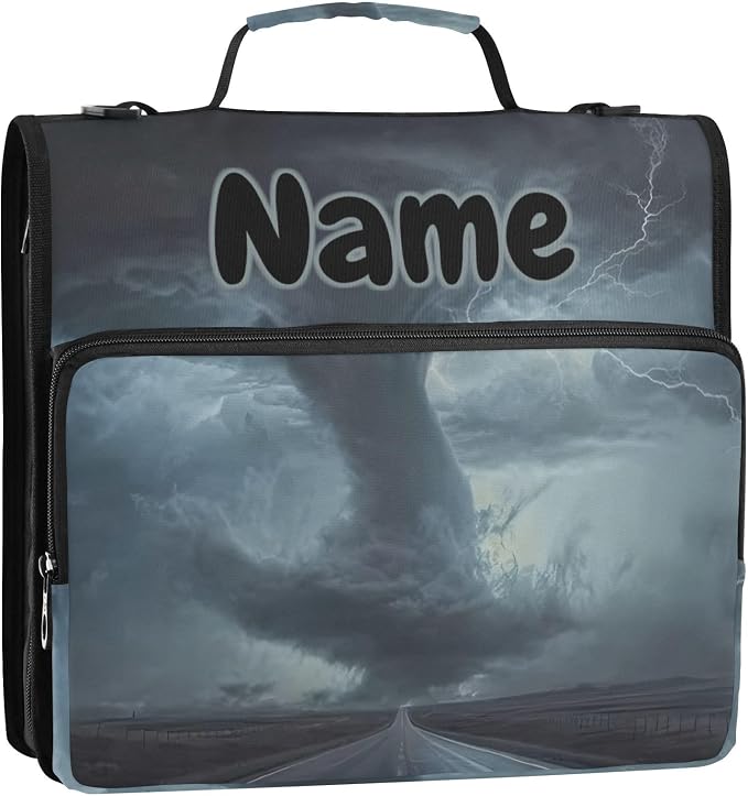 Custom Tornado Print 3 Ring Binder Bag 1.5 inch Personalized Name Binder Organizer 500 Sheet Documents Storage for School Office