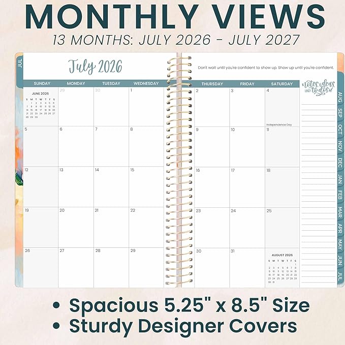 bloom daily planners 2026-2027 Planner - Academic Year (July 2026 - July 2027) Monthly & Weekly Soft Cover Planner for Women - 13 Month Calendar Agenda Book with Stickers - 5.5" x 8.25" - Painted Peonies