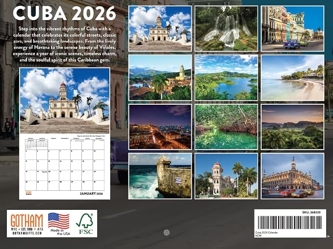 Cuba Calendar 2026 Monthly Wall Calender 12 Month | American Made In The USA