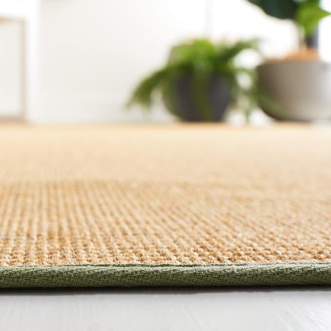Martha Stewart x SAFAVIEH Area Rug Collection - 4' x 6', Natural & Green, Sisal & Jute, Farmhouse Style, Ideal for Living Room, Foyer, Bedroom, Accent Space (MSR9501E)