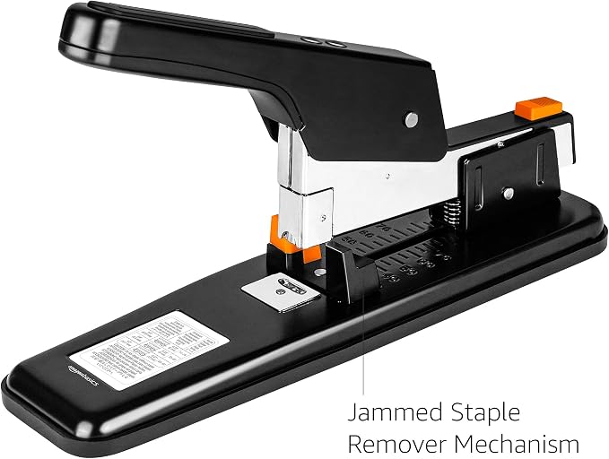 Amazon Basics Heavy-Duty Stapler, 90 Sheets High Capacity, Non-Slip, Large Office Stapler with 1000 Staples, Black