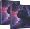 JIPONI 3 Ring Binder Cat Starry Sky 1 Inch Round Binders for Men Women Students, Cute File Organizer for Office School, 2pcs