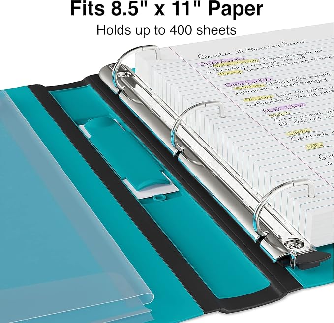 Staples Better Binder, 1.5-Inch D-Ring View, Teal, Holds 350 Sheets | Reinforced spine for durable everyday use in office and school settings.