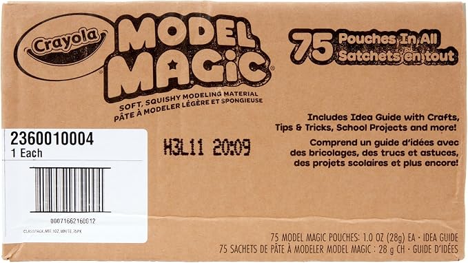 Crayola Model Magic - White (75ct), 1oz Modeling Air Dry Clay Alternative, Teacher Classroom Must Haves, Bulk School Supplies for Kids, 3+ | Teacher Classroom Must Haves, Bulk School Supplies for Kids, Arts & Crafts for Kids, Ages 3+