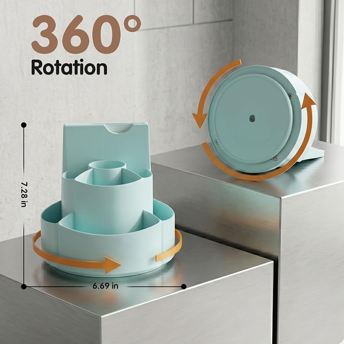 360 Rotating Pencil Holder with To Do List for Kids, Desk Organizer Checklist Routine Chart with Slider, Pen Organizer with 7 Slots Desk Organizers and Accessories for Office School Home