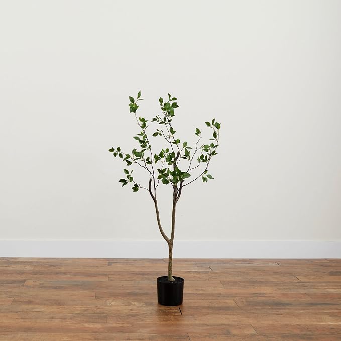 Nearly Natural 4ft Citrus Artificial Tree with Bendable Branches, Realistic 48in Minimalist Fake Tree with Nursery Planter for Indoor Home Decor, Living Room, and Office Decor