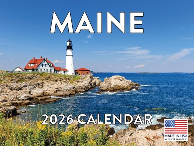 Maine Calendar 2026 Wall 12 Month Monthly ME Scenic Souvenirs Themed Gifts | American Made In The USA