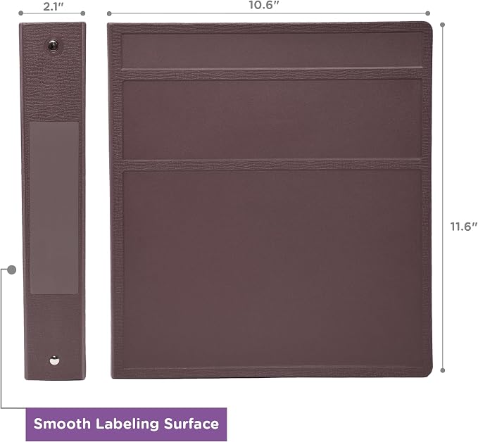 Carstens 1.5-Inch Heavy Duty 3-Ring Binder - Side Opening, Plum, Durable Plastic, No-Gap Rings, Waterproof Covers, No Pockets, Holds 250 Letter-Size Sheets, BPA-Free, Made in USA (2044-3R), Case of 20