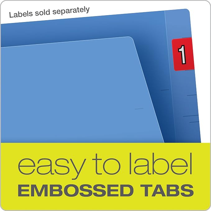 Pendaflex H10U13BL Reinforced End Tab Expansion Folder, Two Fasteners, Letter, Blue (Box of 50) (Pack of 5)