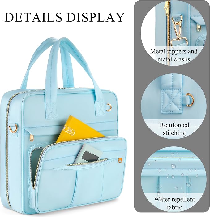 Zipper Binder | 3 Inch O-Ring, 600 Sheet Capacity Trapper Keeper with Shoulder Strap & Handle, Binder Bag with Multiple Storage Pockets, Fits 13" Laptop (Blue)
