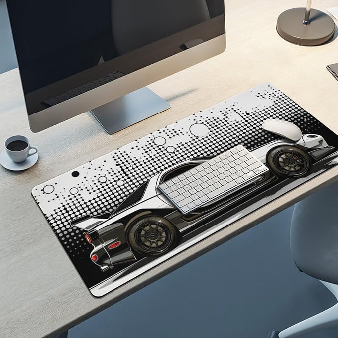 Car Gaming Mouse Pad Large Mousepad R34 Black and White Minimalist Art JDM Sport Car Big Computer Desk Mat Desk Pad for Keyboard and Mouse Mat Non-Slip Base 40x90cm, Style