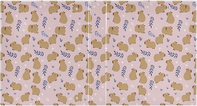 Cute Capybara Round Ring Binders 1.5 Inch Flowers Strawberry Doodle Pattern 3 Ring Clipboard Binder for Office School Work Supplies File Folder 200 Sheet Capacity 2 Pieces