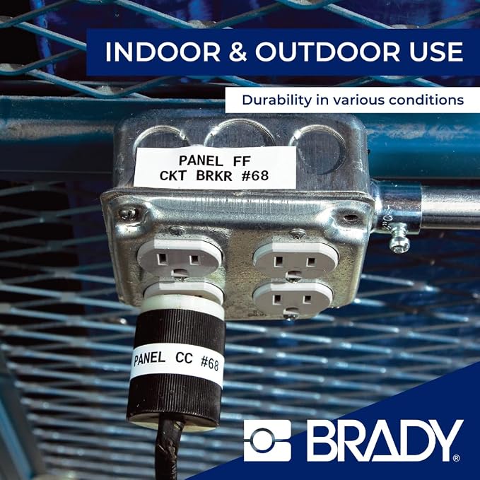 Brady Authentic (M21-375-595-BR) All-Weather Vinyl Label for Indoor/Outdoor ID, Lab and Equipment Labeling, White on Brown- ForM210, M210-LAB, M211, BMP21-PLUS and BMP21-LAB Printers, 375" W, 21' L