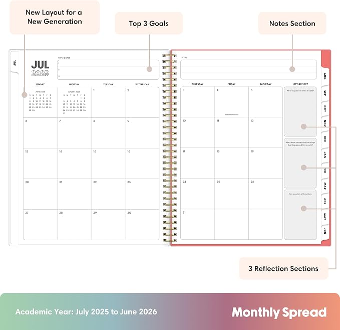 Blue Sky Gen Z 2025-2026 Weekly & Monthly Academic Planner, 8.5"x11" Gladys