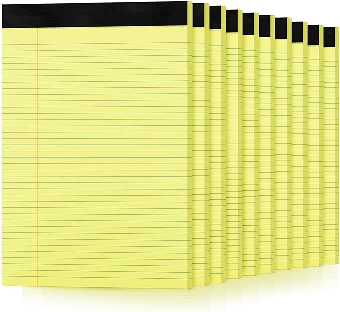 Aidunmis 10 Pack Yellow Legal Pads 8.5 x 11 College Ruled Note Pads Lined Writing Paper Pads Yellow Paper 8.5 x 11 Pads of Paper 30 Sheets per Writing Tablets Lined Legal Notepads for Home, Office
