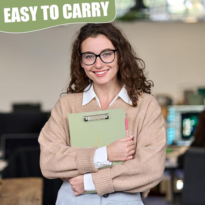 Honoson 2 Sets Leather 3 Ring Binder with Clipboard 1.5 Inch Aesthetic Binders Organizer Fit Letter Sized Paper 13 x 10.2 with 5 Tabs Pockets Dividers Folder and Divider Stickers for School Office