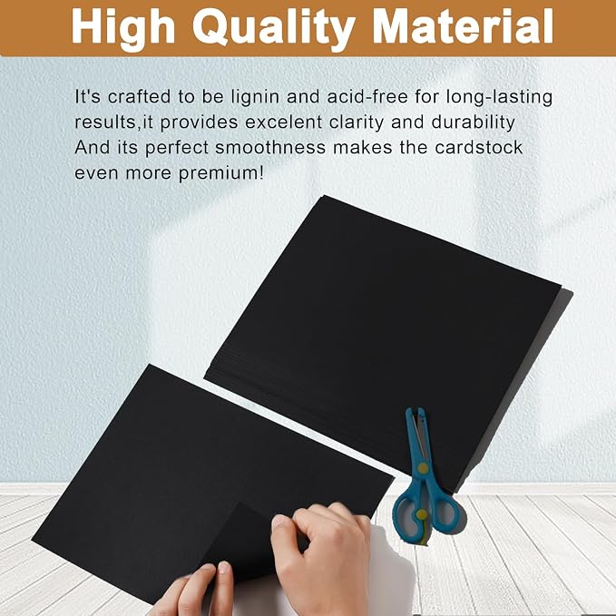 Silunkia 28 Sheets Black Cardstock 8.5 x 11 for Halloween 92lb | Heavyweight Black Paper Card Stock for DIY Cards, Scrapbooking, Greeting Cards, Invitations, Party