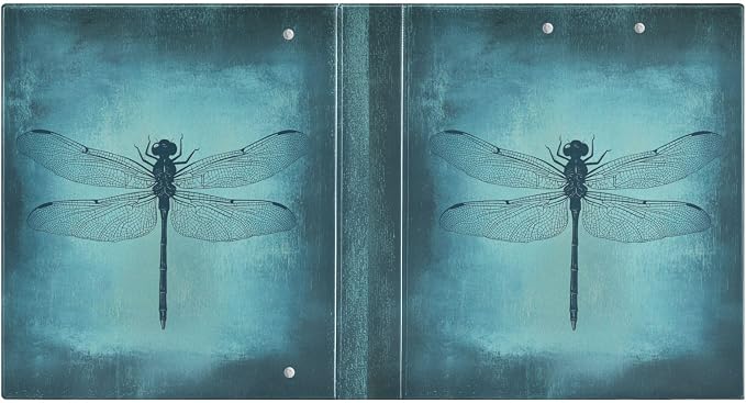 Retro Teal Blue Dragonfly Binder 1.5 Inch Binder with Clipboard&Pockets, Vintage Dragonfly Hardcover Binders 3 Ring, Heavy Duty Large File Folder for Office School Supplies - Holds 200 Sheets