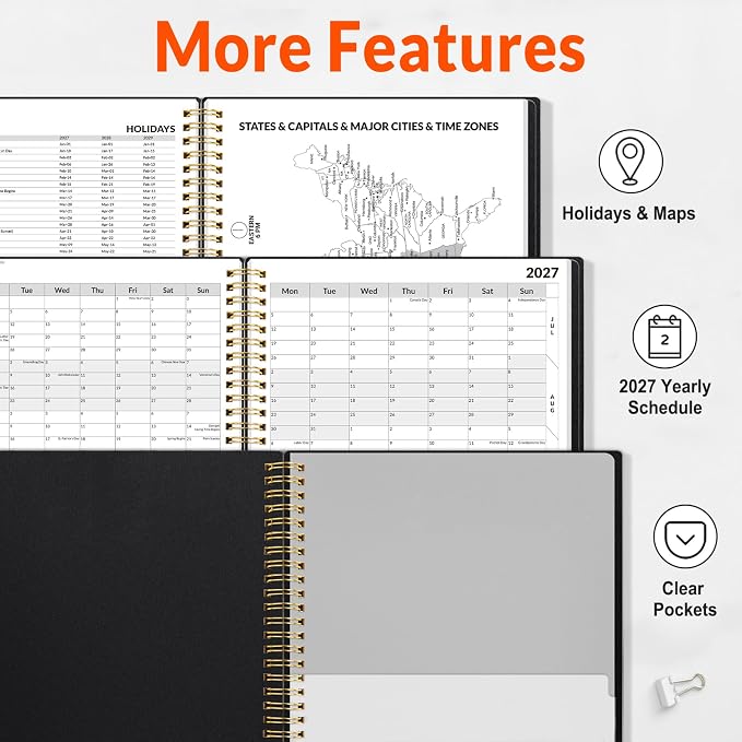 SUNEE 2027 Appointment Book, Quarter-Hourly,Weekly Planner, 8.5"x11", Black