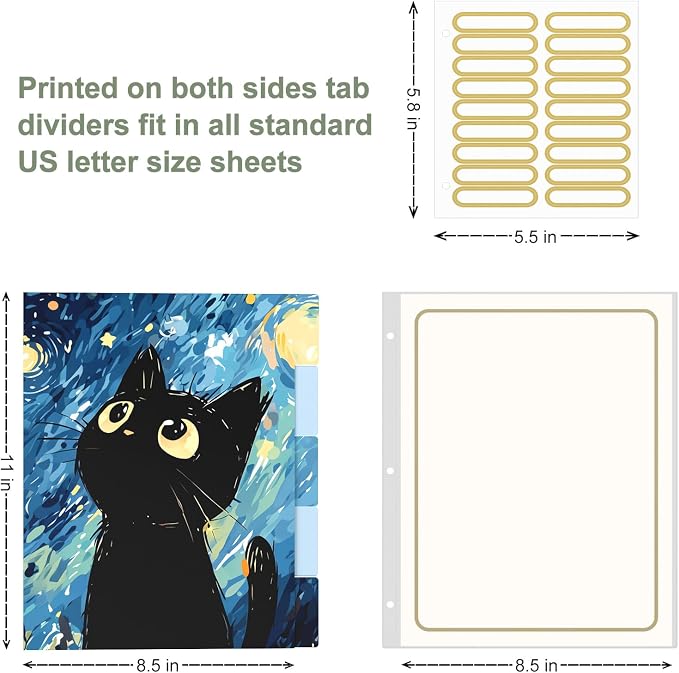 Rouidr 3 Ring Binder, 2 Inch Round Ring Binder Organizer with Clipboard, 5 Dividers Tabs, A4 8.5 x 11 Inch Paper & Clear Sleeves for School, Office Supplies