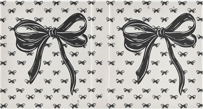 Bow White Black Coquette Round Ring Binders 1.5 Inch Bowknot Doodle Pattern 3 Ring Clipboard Binder for Office School Work Supplies File Folder Document 200 Sheet Capacity Easy Open