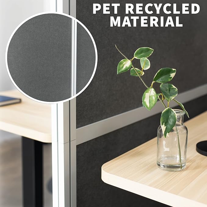 VIVO L-Shape Modular Corner Wall System, 3 Panels, Modern Professional Office Cubicle Dividers, Freestanding Privacy Screen, 66 inches High, Dark Gray, PP-MWS63D-L