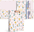 Ospelelf 3 Ring Binder 1 Inch Round Rings, Clipboard Binders for Letter Size Paper with 5 Tab Dividers, for School and Office Supplies, Pink Floral