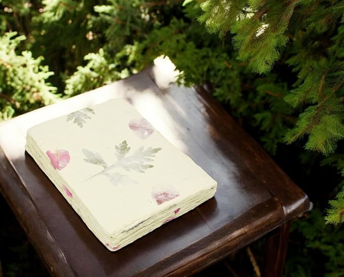 Handmade Lokta Card Stock 5x7 Deckle Edge, Forest Wanderer (50 Sheets) | Kathmandu Valley Co. pressed flowers & leaves, decorative stationery, DIY wedding invitations, thank you notes, made in Nepal
