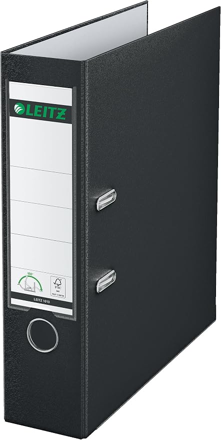 Leitz 2-Ring 3-Inch Premium Linen Textured A4 Sized European Binder, Black (1010-BK)