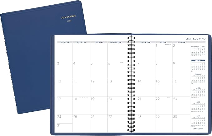 AT-A-GLANCE 2027 Planner, Monthly, 7" x 8.75", Unruled Daily Blocks, Blue (701242027)