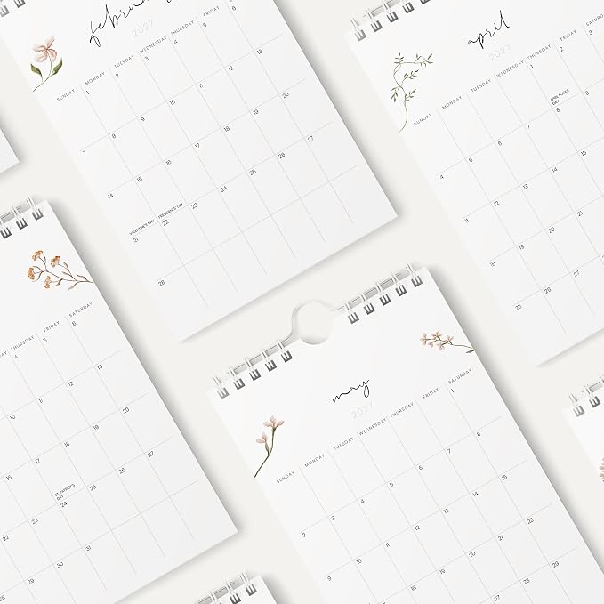 Karto Small Wall Calendar 2026-2027 6x9 in - Flowers | July 2026 to December 2027, Vertical, Boosts Productivity, Easy Monthly Planning
