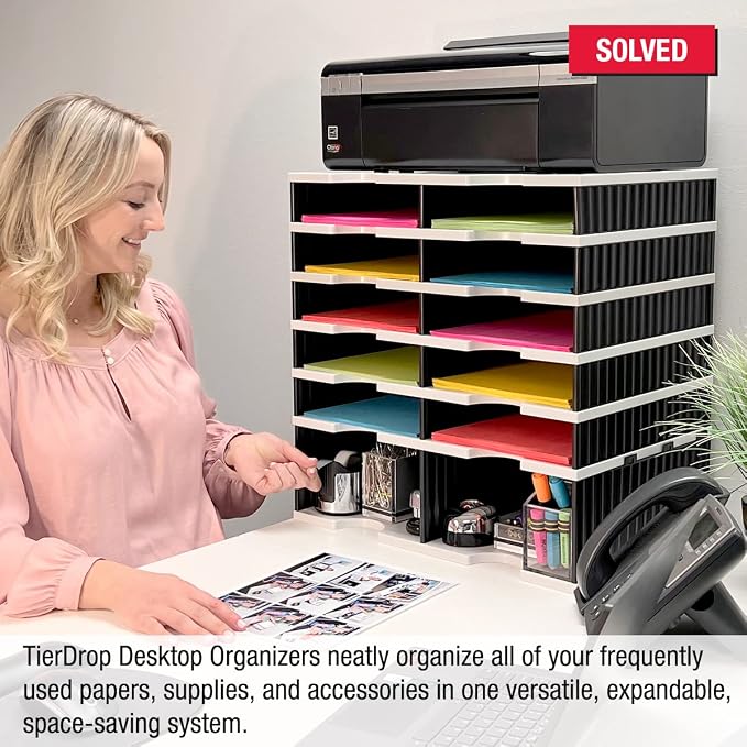 Ultimate Office TierDrop Desktop Organizer, 10 Compartment with Riser Base | Riser base lifts compartments for easy access to lower slots and stores supplies underneath; sorts mail, forms, paperwork