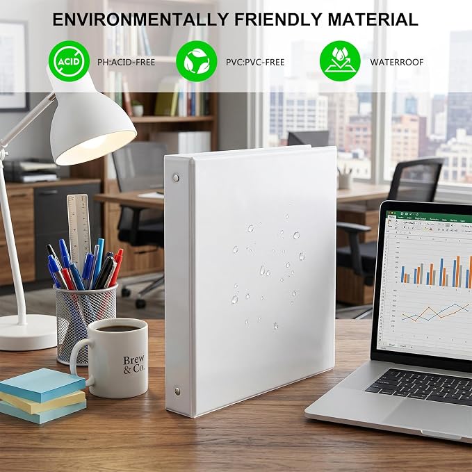 Customizable Round Ring Binder, 1.5 Inch 3 Ring Binder, Minimalist PVC-Free Binder with Clear View Cover, Lay-Flat Design for Structured Document Organization at Home, School & Office