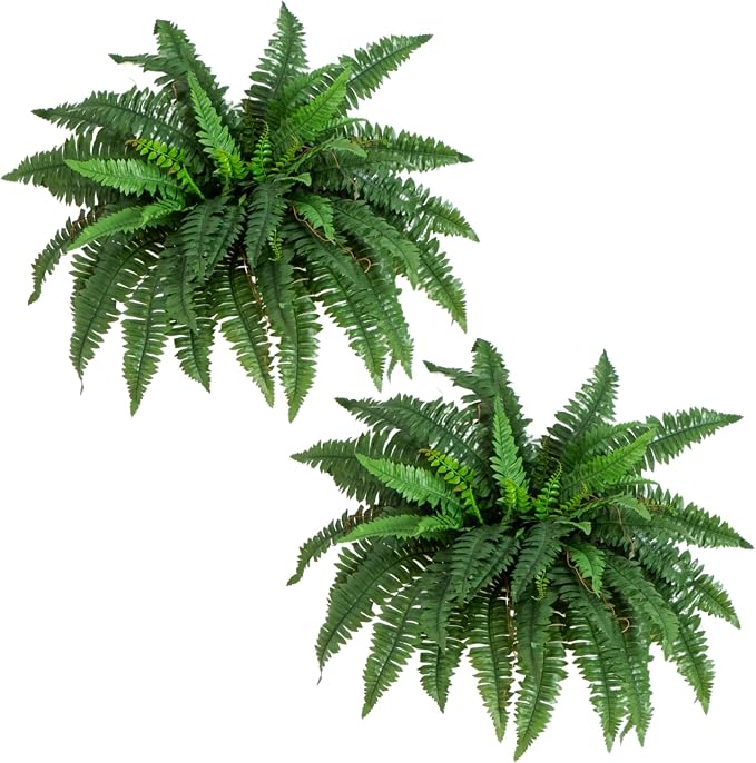 Nearly Natural 40 in Artificial Boston Fern Indoor Plant (Set of 2) | Large Hanging Fake Plant, 56 Long Realistic Fronds, Maintenance-Free, Office and Home Decor
