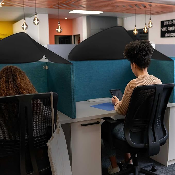 Foldable Office Cubicle and Desk Shade, Portable 27.5 Inch Cubicle Shade Canopy for Light Sensitive Workers, Block Light and Airflow, for Working Partitions Corner Privacy Accessories(Black)
